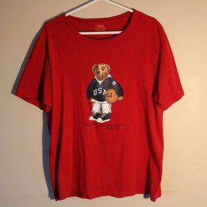 Polo Ralph Lauren Polo Bear T-Shirt Sz XL Basketball USA Red extra large